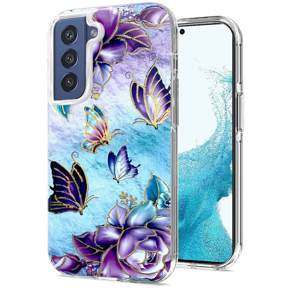 For Samsung Galaxy S22 Ultra Stylish Gold Layer Design Hybrid Rubber TPU Hard PC Shockproof Armor Rugged Slim  Phone Case Cover