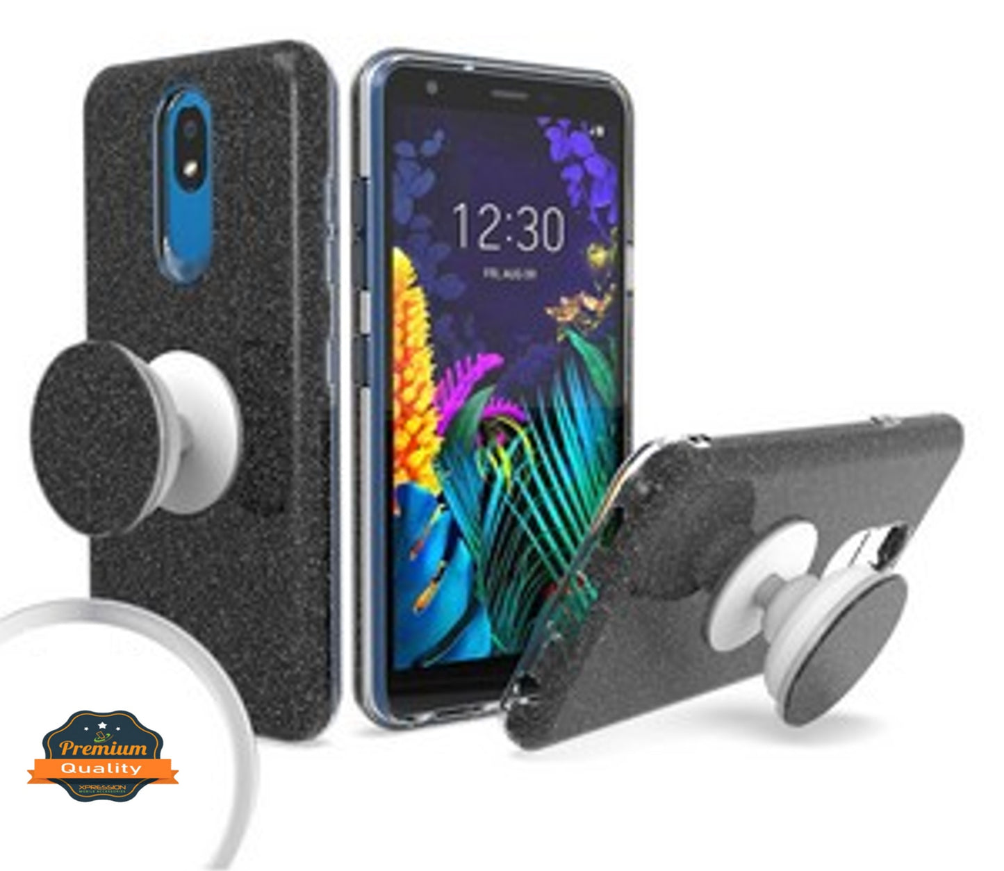 For Samsung Galaxy A22 5GGlitter Sparkle Slim Bling Hybrid Protective with Round Stand Shockproof Soft TPU Rubber  Phone Case Cover