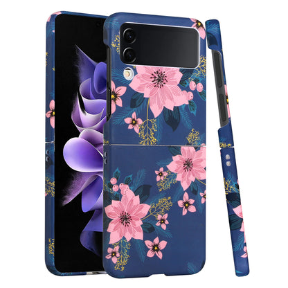 For Samsung Galaxy Z Flip 4 5G Bliss Floral Stylish Design Hybrid Rubber TPU Hard PC Shockproof Armor Slim  Phone Case Cover