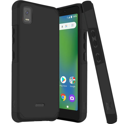 For Cricket Debut Smart Slim Shock Absorption 2in1 Tough Hybrid Dual Layer Hard PC TPU Rubber Frame Armor Defender  Phone Case Cover