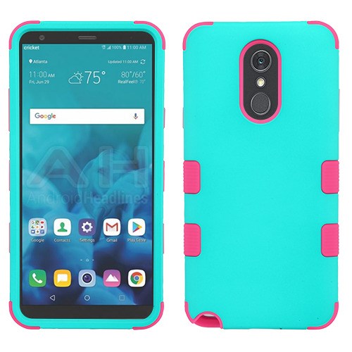 For LG Stylo 4 / Stylo 4 Plus Hybrid Three Layer Hard PC Shockproof Heavy Duty TPU Rubber Anti-Drop Teal Green Pink Phone Case Cover