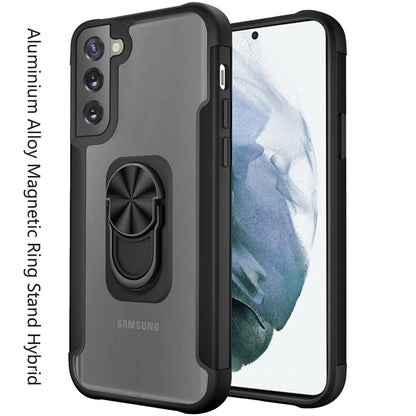 For Samsung Galaxy S22+ Plus Clear Military Grade Design Hybrid with Ring Holder Kickstand [Magnetic Car Mount Feature]  Phone Case Cover