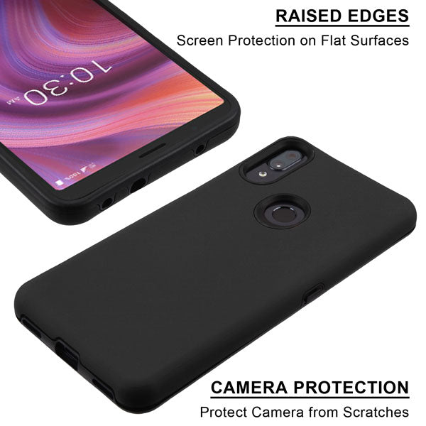 For Alcatel 3V 5032w (2019) Hybrid Dual Layer Hard PC Cases Shockproof TPU Rugged Bumper Black Phone Case Cover