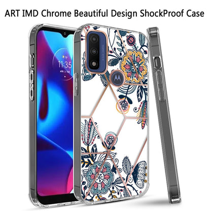 For Motorola Moto G Pure Fashion Art Floral IMD Design Beautiful Flower Pattern Hybrid Hard PC Rubber TPU Slim Hard Back  Phone Case Cover