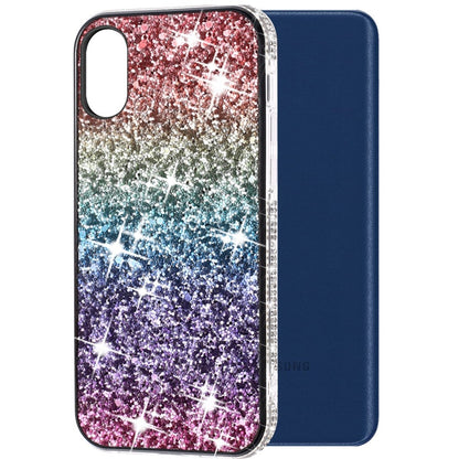 For Samsung A03 Core Rhinestone Sparkling Rainbow Gradual Glitter Full Diamond Bling Protective Hybrid Rugged Bumper  Phone Case Cover