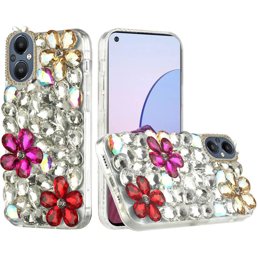 For OnePlus Nord N20 5G Bling Clear Crystal 3D Full Diamonds Luxury Sparkle Transparent Rhinestone Hybrid Protective  Phone Case Cover