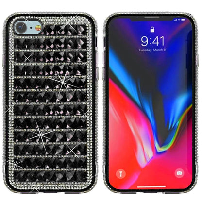 For Apple iPhone SE 3 (2022) SE/8/7 Fashion Luxury 3D Bling Diamonds Rhinestone Jeweled Shiny Hybrid TPU Bumper Hard  Phone Case Cover