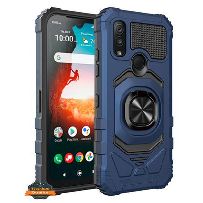 For Kyocera DuraSport 5G /C6930 Hybrid Magnetic Car Mount 360° Rotating Ring Kickstand Stand Holder Armor [Military Grade]  Phone Case Cover