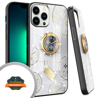 For Apple iPhone 13 / Pro Max Elegant Rhinestone 3D Diamond Bling Glitter with Ring Stand Kickstand Plating Hard Back Rugged  Phone Case Cover