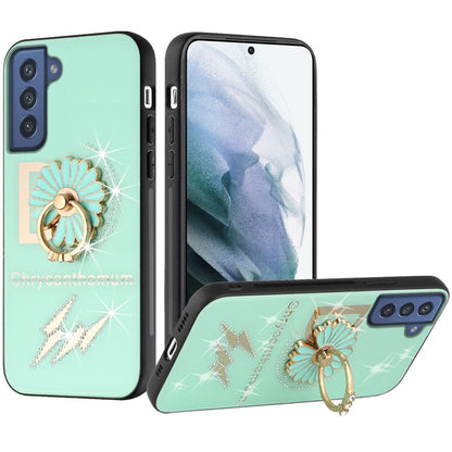 For Samsung Galaxy S21 FE /Fan Edition 3D Diamond Bling Sparkly Glitter Ornament Engraving Hybrid Rugged Metal Fashion  Phone Case Cover