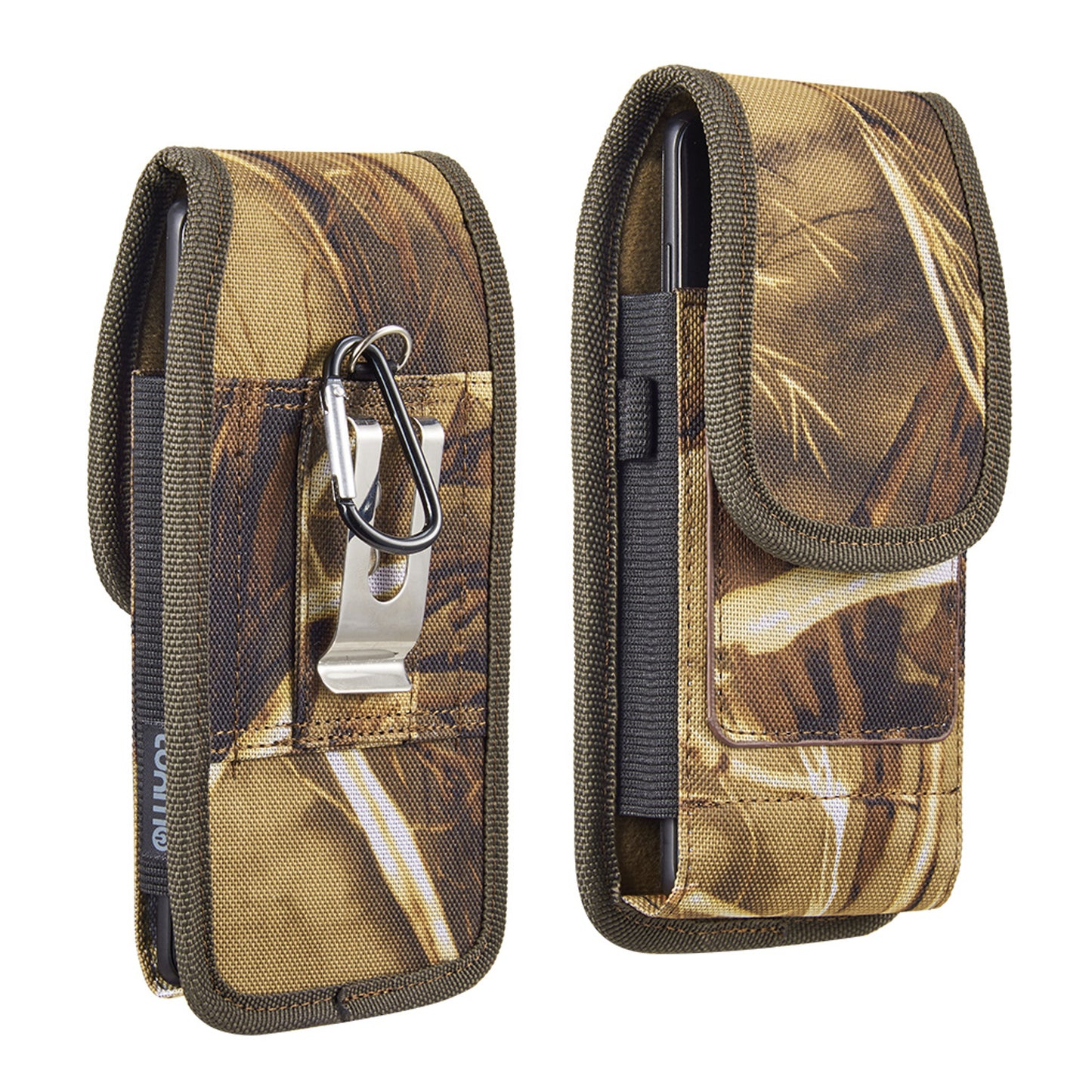 For Samsung Galaxy A23 5G Universal Pouch Case Vertical Phone Holster Camo Print with Card Slots, Pen Holder, Belt Clip Loop & Hook Cover [Camouflage]