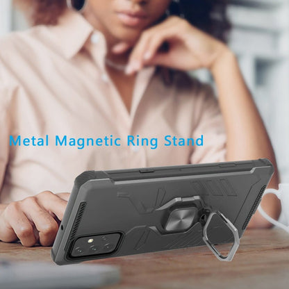 For Samsung Galaxy S20 FE /Fan Edition 5G Shock-Proof Magnetic Car Mount Kickstand Ring Texture Rugged Hybrid Dual Layer Purple Phone Case Cover