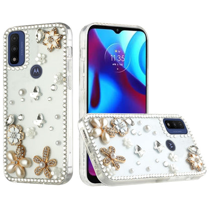 For Motorola Moto G Pure Bling Clear Crystal 3D Full Diamonds Luxury Sparkle Transparent Rhinestone Hybrid Bumper  Phone Case Cover