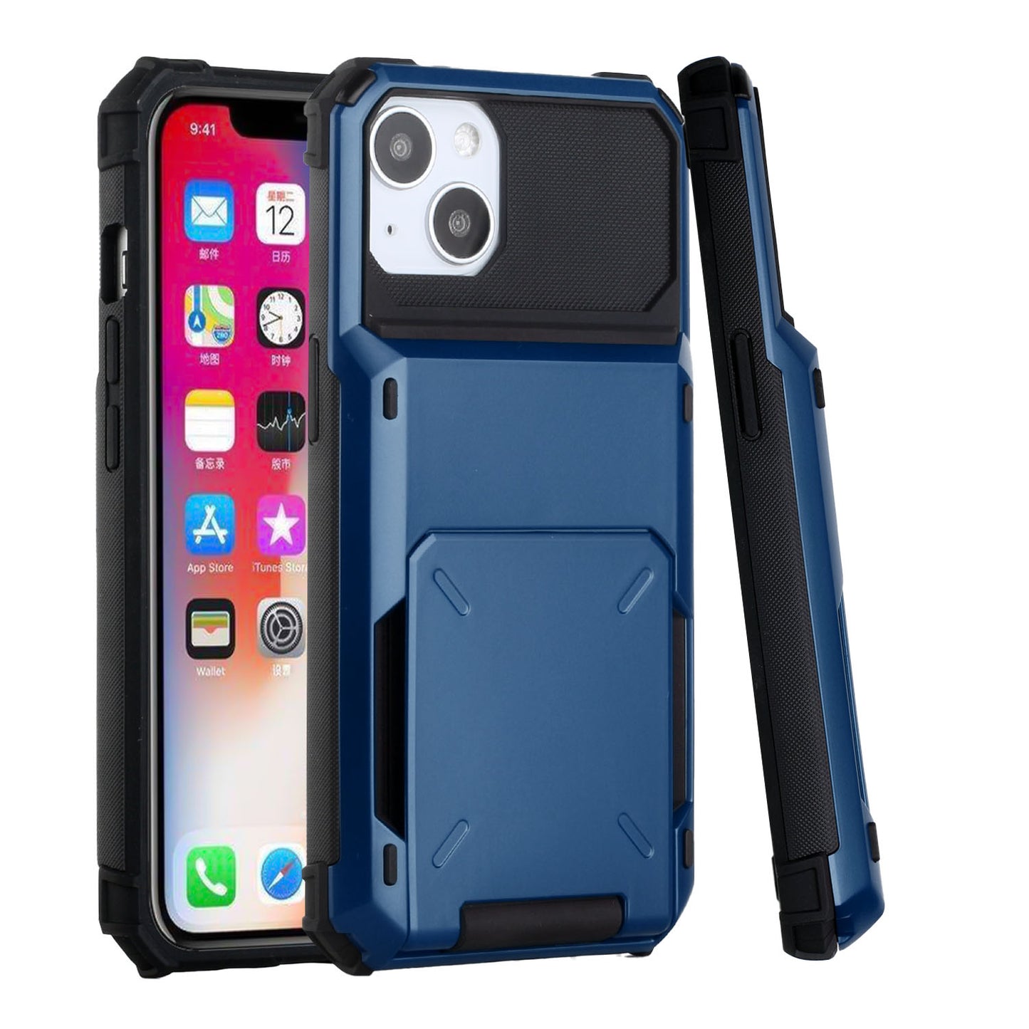 For Apple iPhone 11 (6.1") Multiple Wallet Hidden Credit Card Holder (Upto 5 Cards) Shockproof Hybrid Armor Durable  Phone Case Cover
