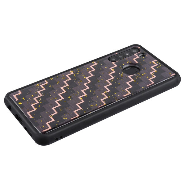 For Samsung Galaxy A21 Stylish Design Hybrid Rubber TPU Hard PC Shockproof Armor Rugged Slim Fit Carbon Fiber Texture Black Phone Case Cover