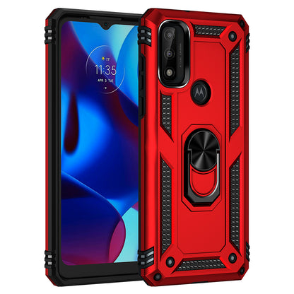 For Motorola Moto G Pure Military Grade Heavy Duty Armor Protection Hybrid with Rotating Metal Ring Kickstand Finger Loop Stand  Phone Case Cover