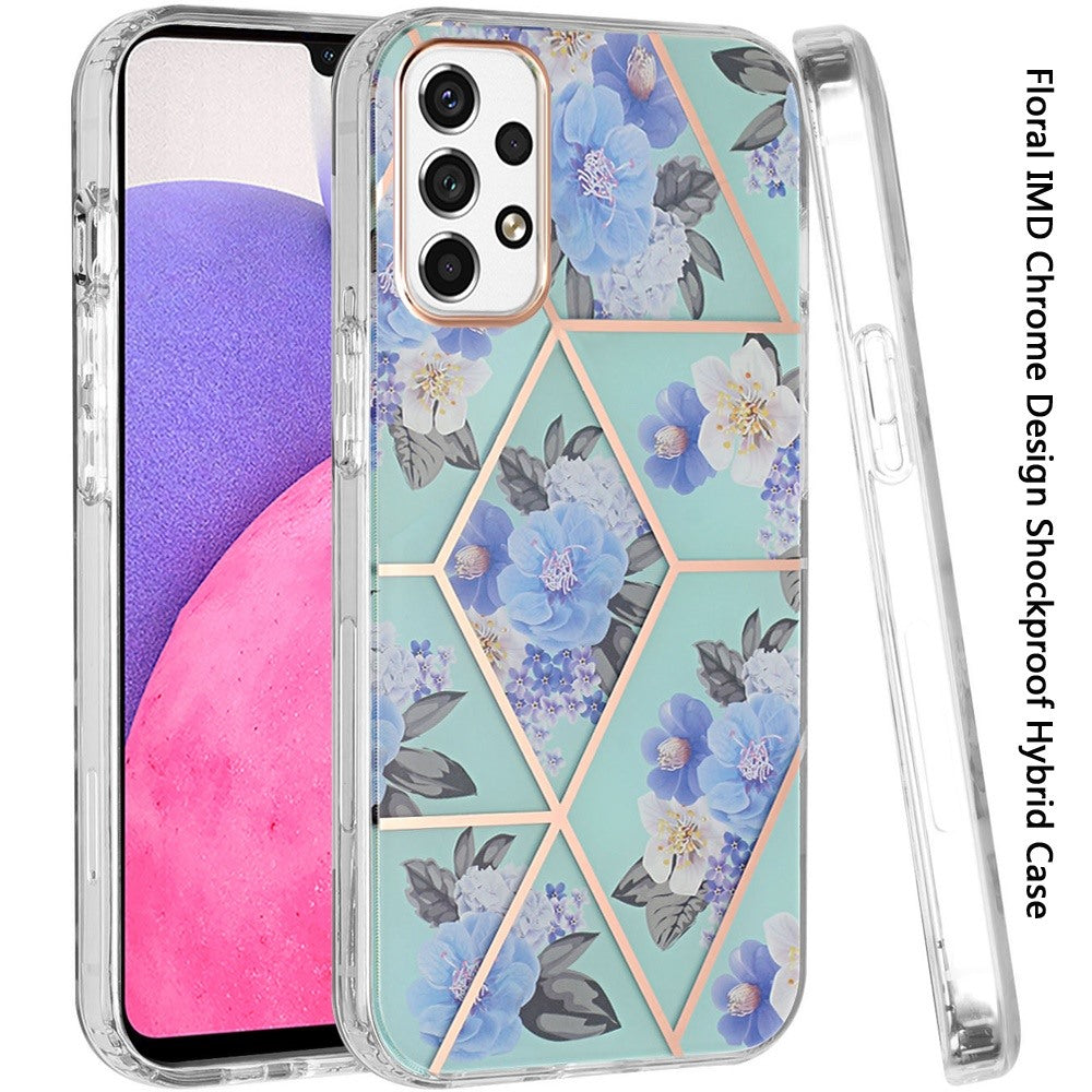 For Samsung Galaxy A33 5G Fashion Floral IMD Design Flower Pattern Hybrid Protective Hard PC Rubber TPU Slim Hard Back  Phone Case Cover