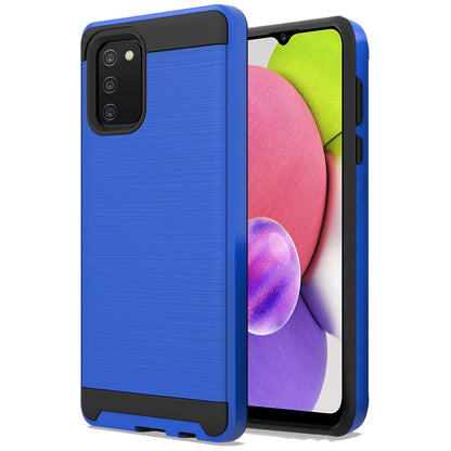 For Samsung Galaxy A03S Hybrid Rugged Brushed Metallic Design [Soft TPU + Hard PC] Dual Layer Shockproof Armor Impact  Phone Case Cover