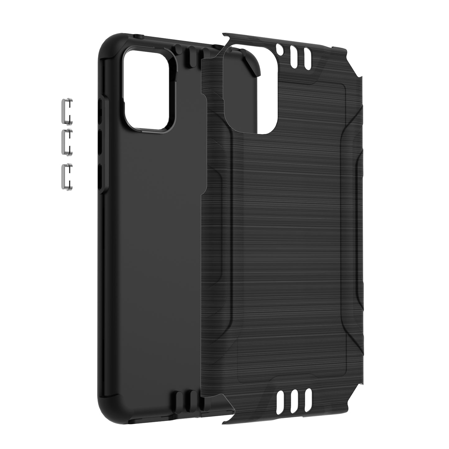 For TCL A3X Hybrid Dual Layer Slim Defender Armor Tuff Metallic Brush Texture Finishing Shockproof Hard PC + Soft TPU Rubber  Phone Case Cover