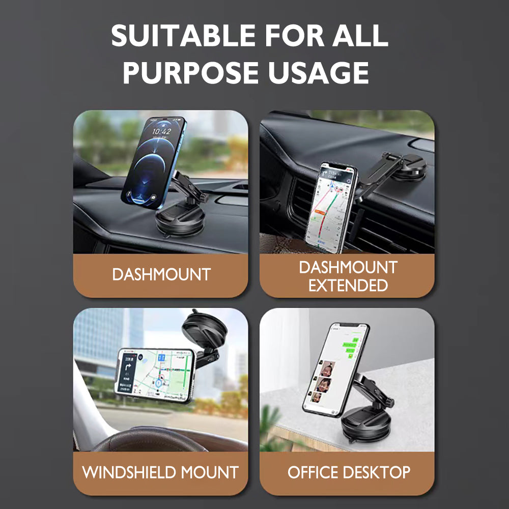 Universal Magnetic Dashboard & Windshield Phone Holder Car Mount with Telescopic Arm 360° Rotation & Quick Lock Release Universal Stand [Black]