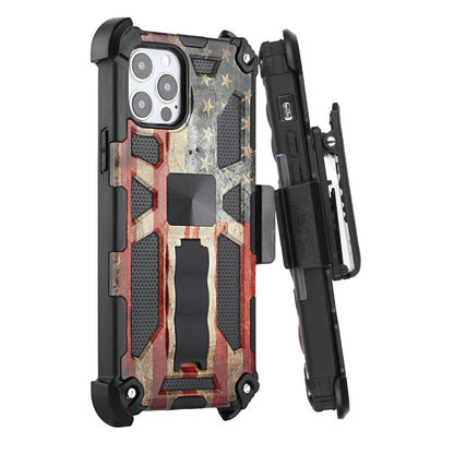 For Apple iPhone 13 Pro (6.1") Hybrid 3in1 Combo Holster Belt Clip with Kickstand, Full-Body Protective Military-Grade  Phone Case Cover