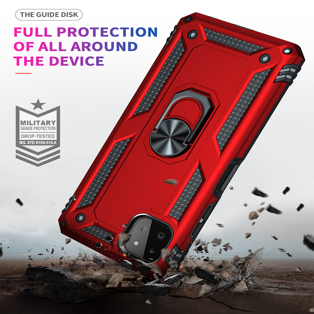 For Boost Mobile Celero 5G Military Grade Heavy Duty Armor Protection Hybrid with Rotating Metal Ring Kickstand Finger Loop Stand  Phone Case Cover