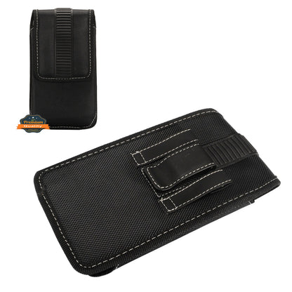 For Nokia C200 Rugged Canvas Cellphone Belt Clip Cover Holster Pouch Holder with Belt Loops Universal Vertical Carrying Case [Black]