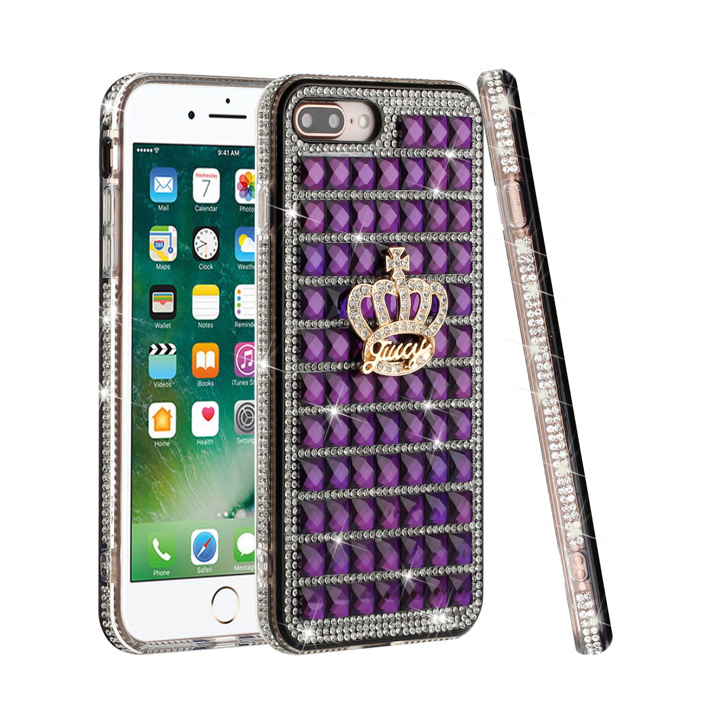 For Apple iPhone SE 2022 /SE 2020/8/7 Fashion Luxury 3D Bling Diamonds Rhinestone Jeweled Ornament Crystal Hybrid Hard  Phone Case Cover