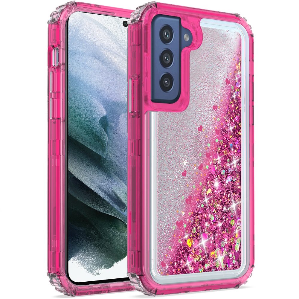 For Apple iPhone 13 Pro Max (6.7") Luxury Floating Glitter Case Sparkle Bling Quicksand Clear Heavy Duty Bumper Dual Layer PC Frame TPU Back  Phone Case Cover