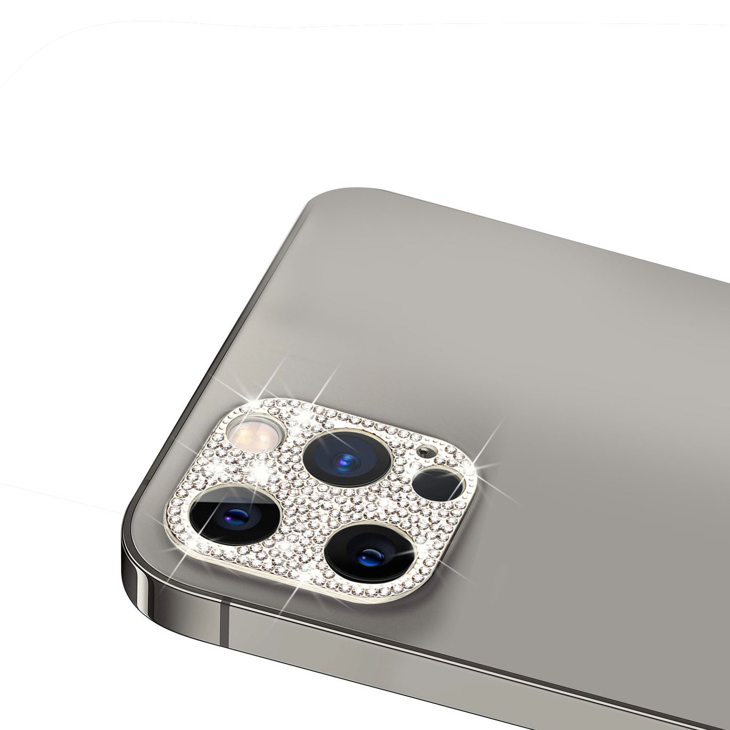 For Apple iPhone 14 (6.1") Camera Lens Zinc Alloy With Diamond Bling Glitter Lens Protective Camera Decoration Silver