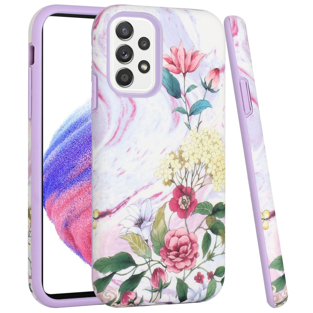 For Samsung Galaxy A53 5G Bliss Floral Stylish Design Hybrid Rubber TPU Hard PC Shockproof Armor Slim Fit  Phone Case Cover