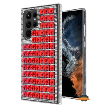 For Samsung Galaxy S22 Ultra Diamonds Sparkle 3D Crystal Glitter Bling Shiny Rhinestone Hybrid Bumper Protective  Phone Case Cover