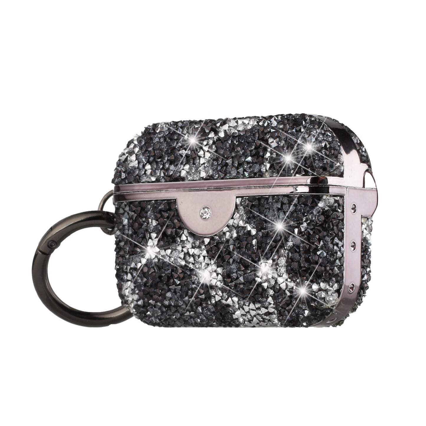 For Apple AirPods 3 (2021) Leopard Design Sparkly Diamond Shockproof Bling Rhinestone Glitter with Hook Hard Carrying  Phone Case Cover