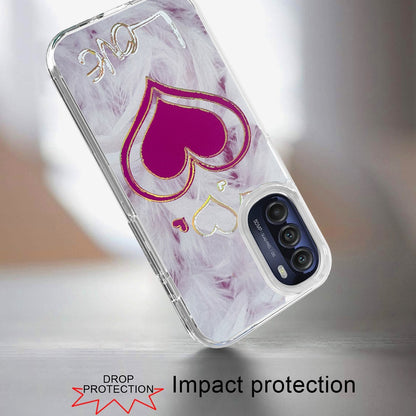 For Motorola Moto G Stylus 5G 2022 Stylish Gold Layer Printing Design Hybrid Rubber TPU Hard PC Shockproof Rugged Slim Love Phone Case Cover