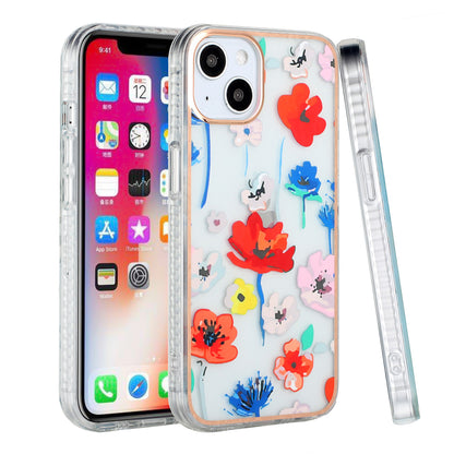 For Apple iPhone 13 Pro (6.1") Stylish Design Floral IMD Hybrid Rubber TPU Hard Shockproof Armor Rugged Slim Fit  Phone Case Cover