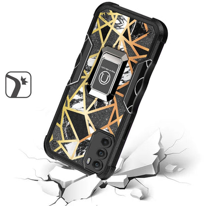For Motorola Moto G 5G 2022 Marble IMD Design Hybrid Armor with Magnetic Ring Stand Kickstand Heavy Duty Shockproof  Phone Case Cover