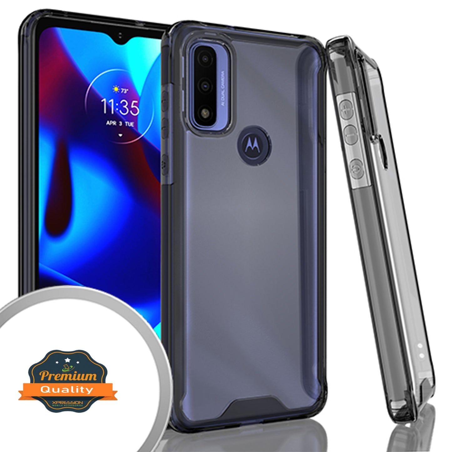 For Motorola Moto G Pure / Moto G Power 2022 Ultra Slim Body Frame [Shock-Absorption] Hybrid Defender Rubber Silicone Gummy TPU Clear Hard Back Protective  Phone Case Cover