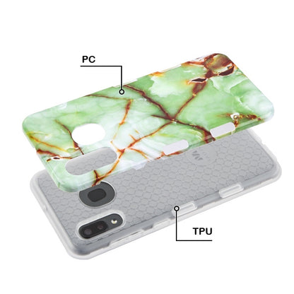 For Samsung Galaxy A20 Slim Hybrid Dual Layer Shockproof Hard TPU Graphic Fashion Design Green Marble Phone Case Cover