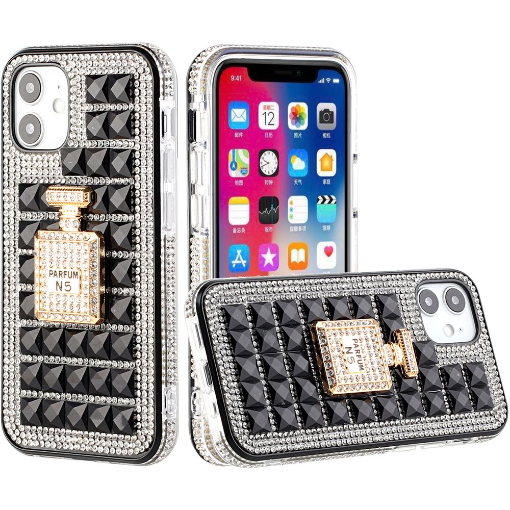 For Apple iPhone SE 2022 /SE 2020/8/7 Fashion Luxury 3D Bling Diamonds Rhinestone Jeweled Ornament Crystal Hybrid Hard  Phone Case Cover