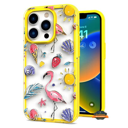 For Apple iPhone 14 /Pro Max Fashion Pattern Design Shockproof Protection TPU Rubber Frame Hard Back Slim  Phone Case Cover
