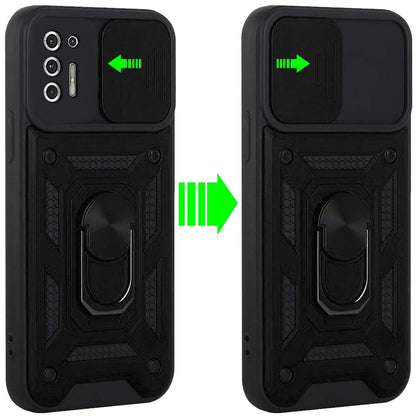 For Motorola Moto G Stylus 2021 (4G) Hybrid Cases with Slide Camera Lens Cover & Ring Holder Kickstand Rugged Dual Layer Hard  Phone Case Cover