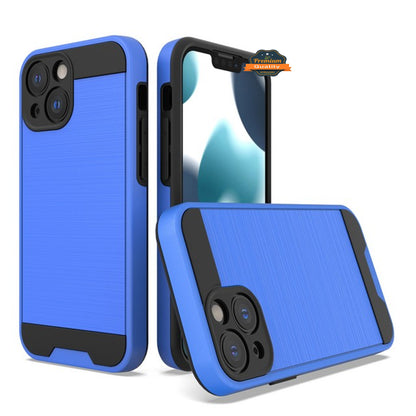 For Apple iPhone 13 /Pro /Mini Slim Rugged TPU + Hard PC Brushed Metal Texture Hybrid Dual Layer Defender Armor Shockproof  Phone Case Cover