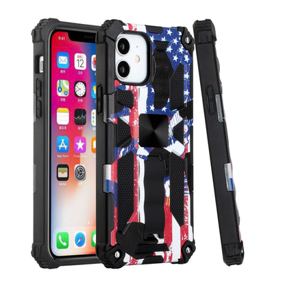 For Samsung Galaxy A02S Heavy Duty Stand Hybrid Shockproof [Military Grade] Rugged Protective with Built-in Kickstand American Flag USA Phone Case Cover