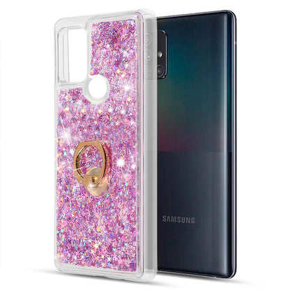 For Motorola Moto G Pure Hybrid Bling Liquid Quicksand Glittering Sparkle TPU Rubber PC with Ring Stand Holder Kickstand  Phone Case Cover