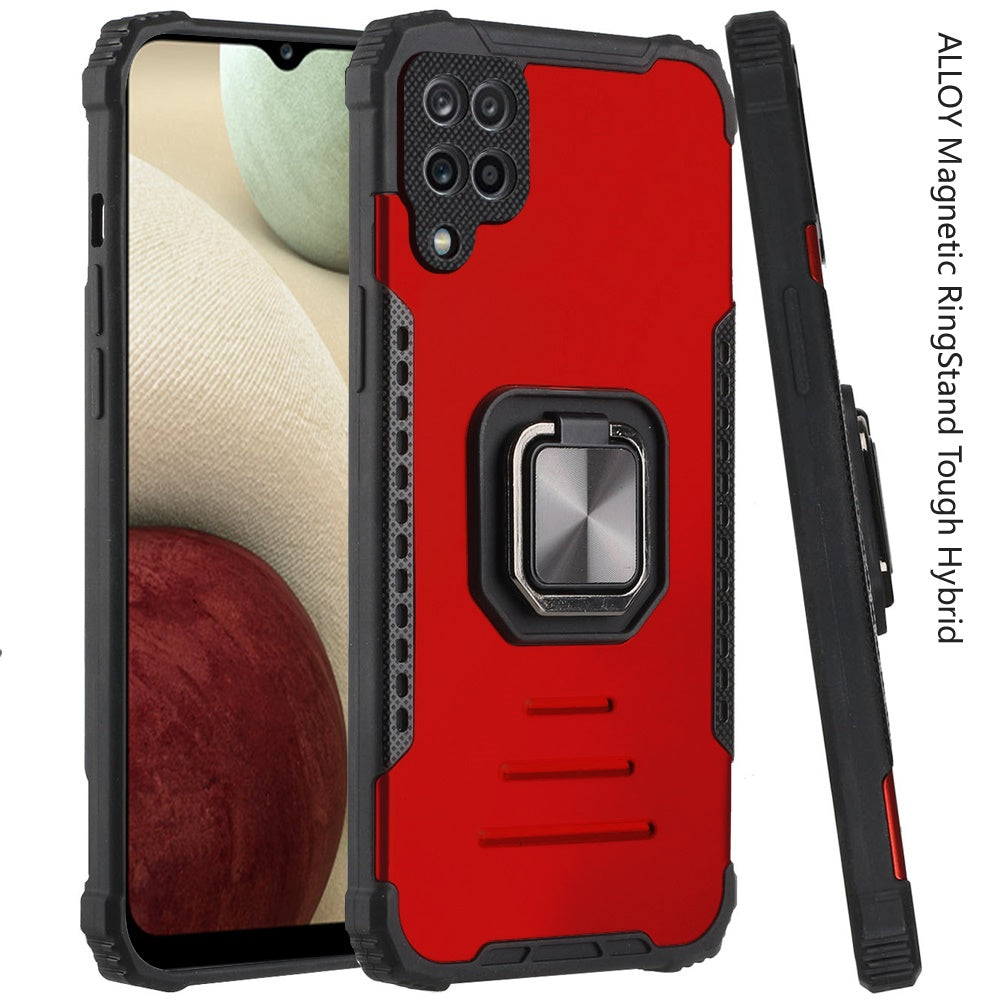 For Samsung Galaxy A12 5G Hybrid with Stand Magnetic Ring Kickstand Bumper Shockproof Armor Heavy Duty Military Grade Hard  Phone Case Cover