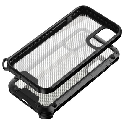 For Apple iPhone 13 Pro Max (6.7") Clear Matte Carbon Fiber Design Heavy Duty Shockproof Hybrid Armor Military Grade Drop Protection  Phone Case Cover
