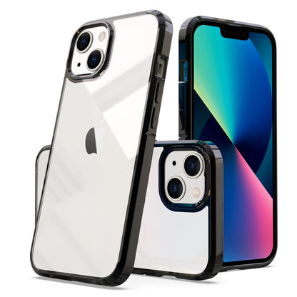 For Apple iPhone 11 (6.1") Transparent Designed Slim Thick Hybrid Hard PC Back and TPU Frame Bumper Protective Matte Black Phone Case Cover