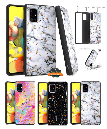 For Samsung Galaxy A33 5G Marble Fashion Stone Stylish Flake Glitter Bling Hybrid Slim Glossy TPU Rubber Hard Protection  Phone Case Cover