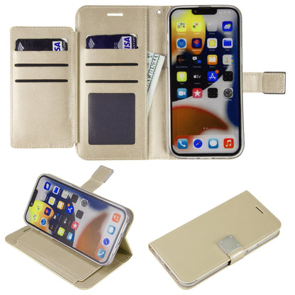 For Apple iPhone 14 /Plus Pro Max Leather Wallet Case with 6 Credit Card, Cash Slot Lanyard Dual Flip Pouch Pocket Stand  Phone Case Cover