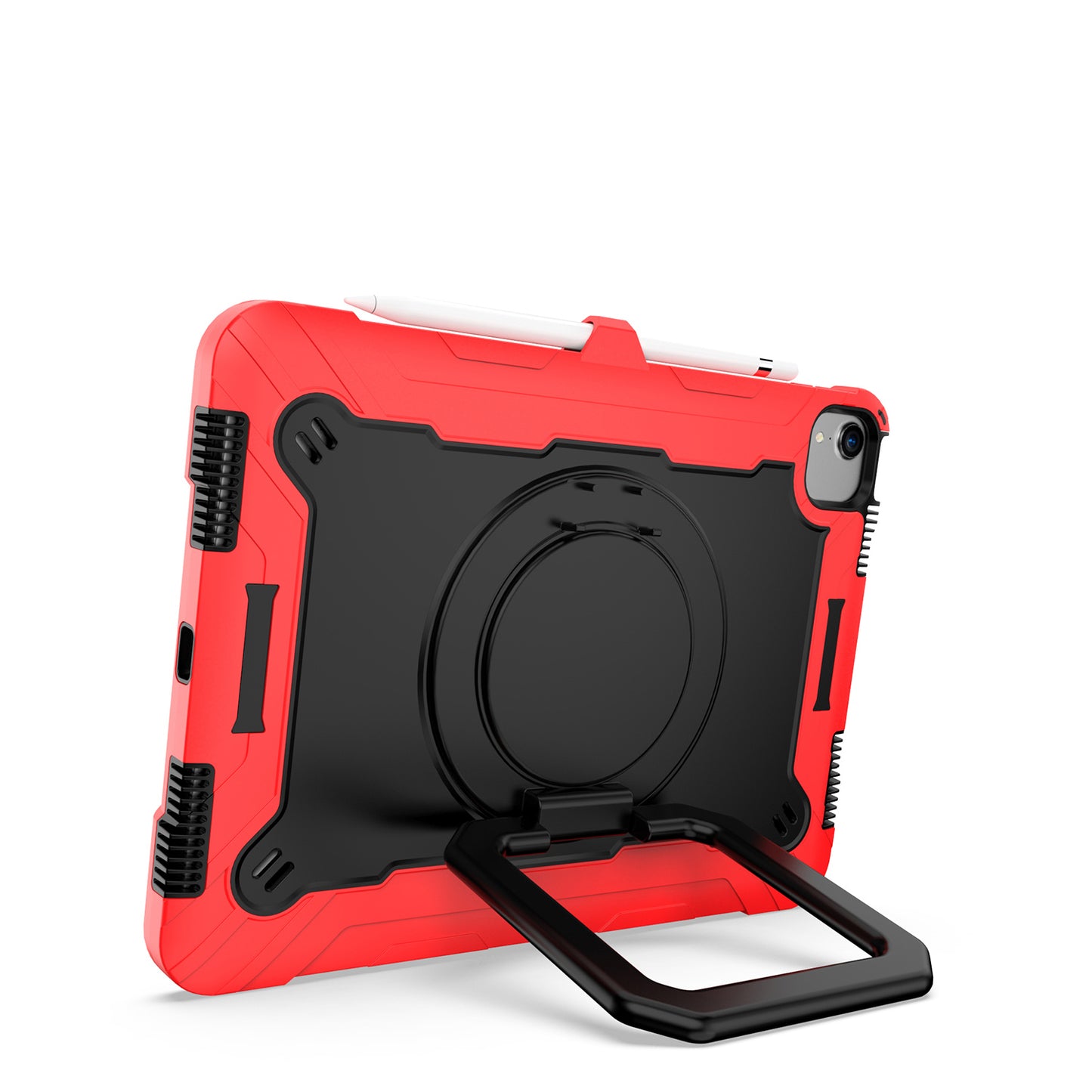 Case for Apple iPad Air 4 / iPad Air 5 / iPad Pro (11 inch) Tough Hybrid Armor 3in1 with 360 Degree Rotating Kickstand & Shoulder Strap Shockproof Red / Black Tablet Cover
